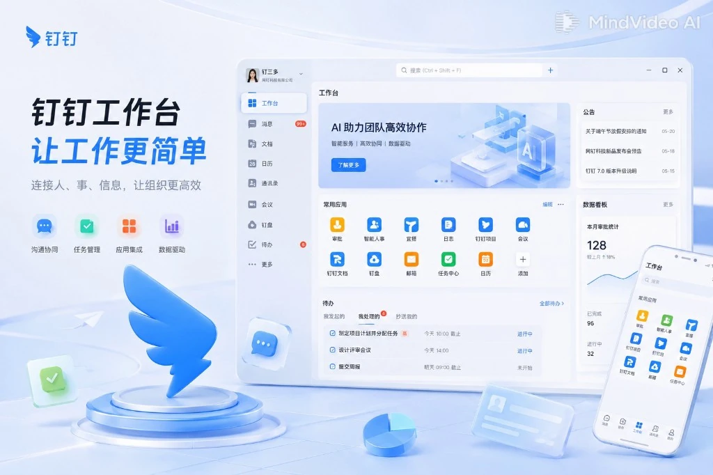 钉钉视频会议高清畅连与屏幕共享